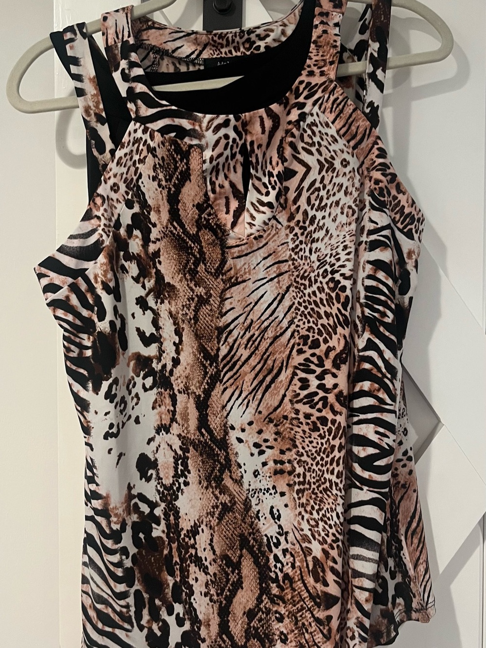 Sleeveless Animal Print Tank Top - Brown/Black